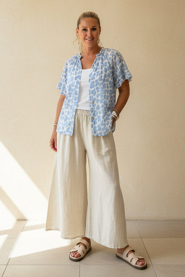 Tina Short Sleeve Blouse - Animal Print