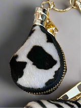 Cow Hide Bag Charm/Key Ring