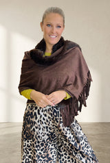 'Suede and Fur' Tassle Shawl