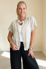 Tina Short Sleeve Blouse - Anglaise Collar
