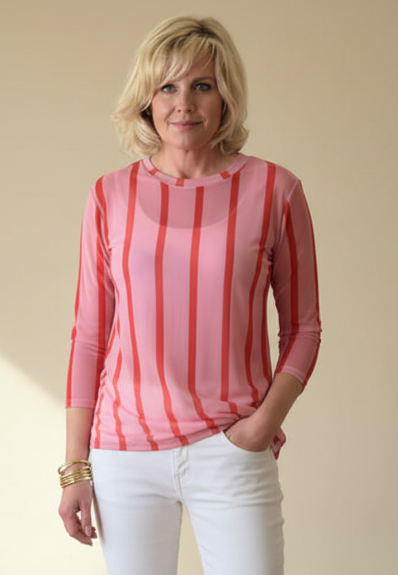 Henley Mesh Layering Top