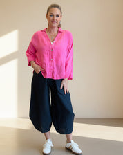 Linen Barrel Leg Cullottes