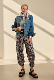 Leopard Print Barrel Leg Sweat-Pants
