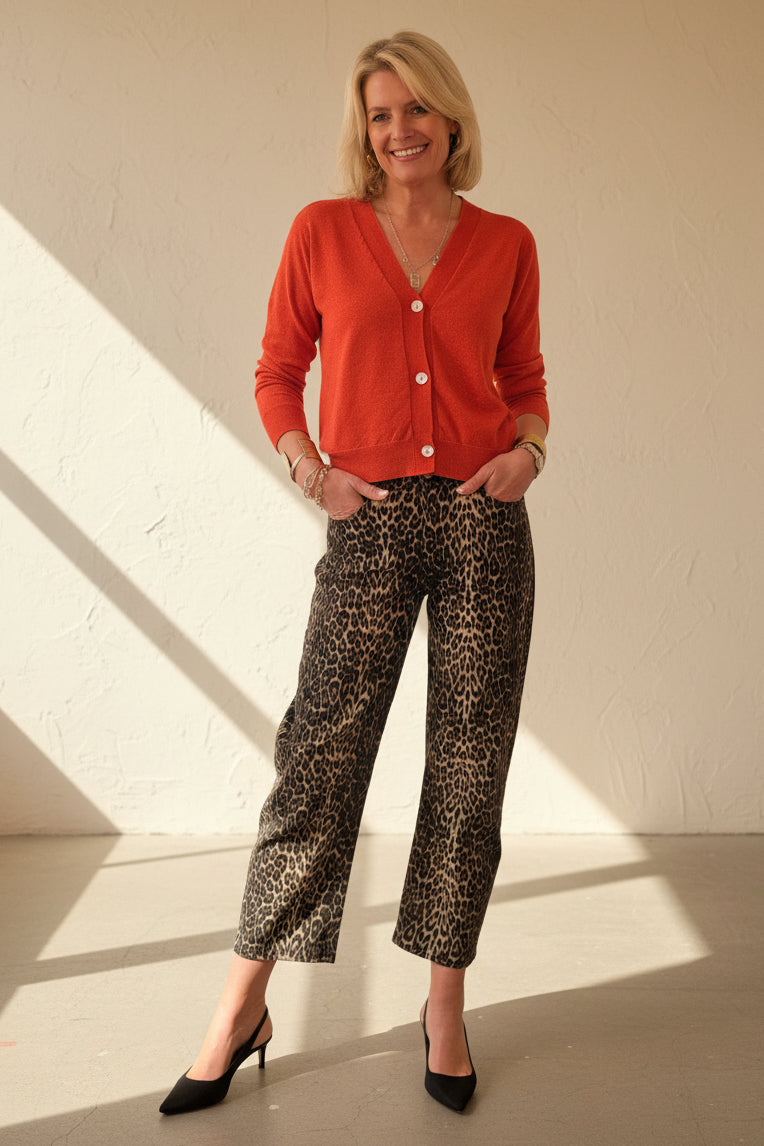 Barrel Leg Animal Print Jeans