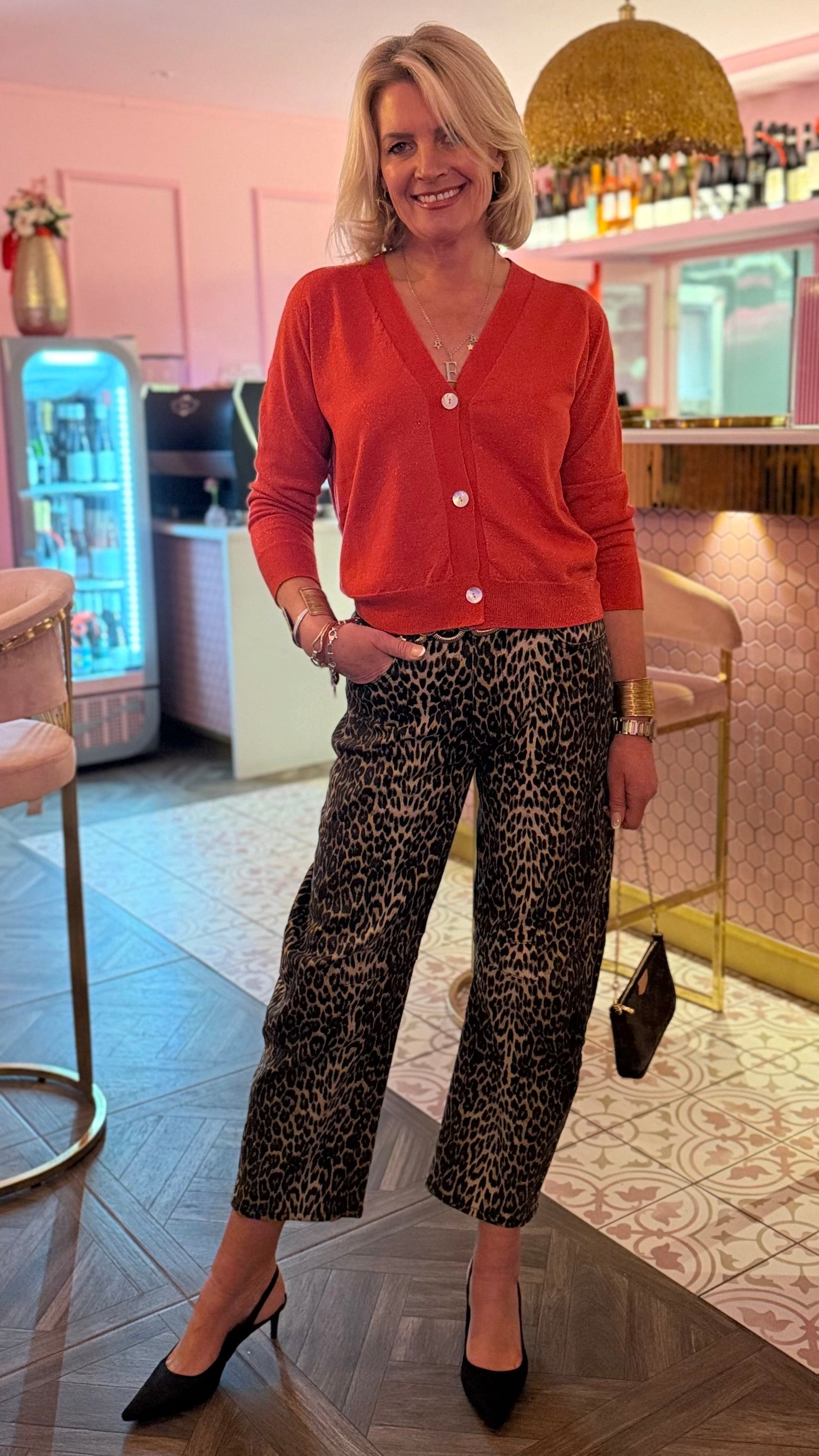 Barrel Leg Animal Print Jeans