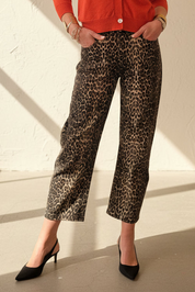 Barrel Leg Animal Print Jeans