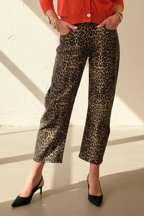 Barrel Leg Animal Print Jeans
