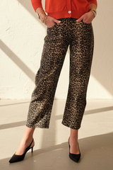 Barrel Leg Animal Print Jeans