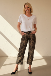 Barrel Leg Animal Print Jeans
