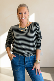 Stripe  Batwing Top