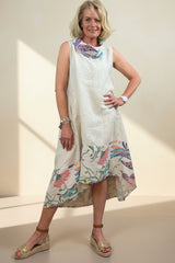 Petra Linen Cowel Neck Dress