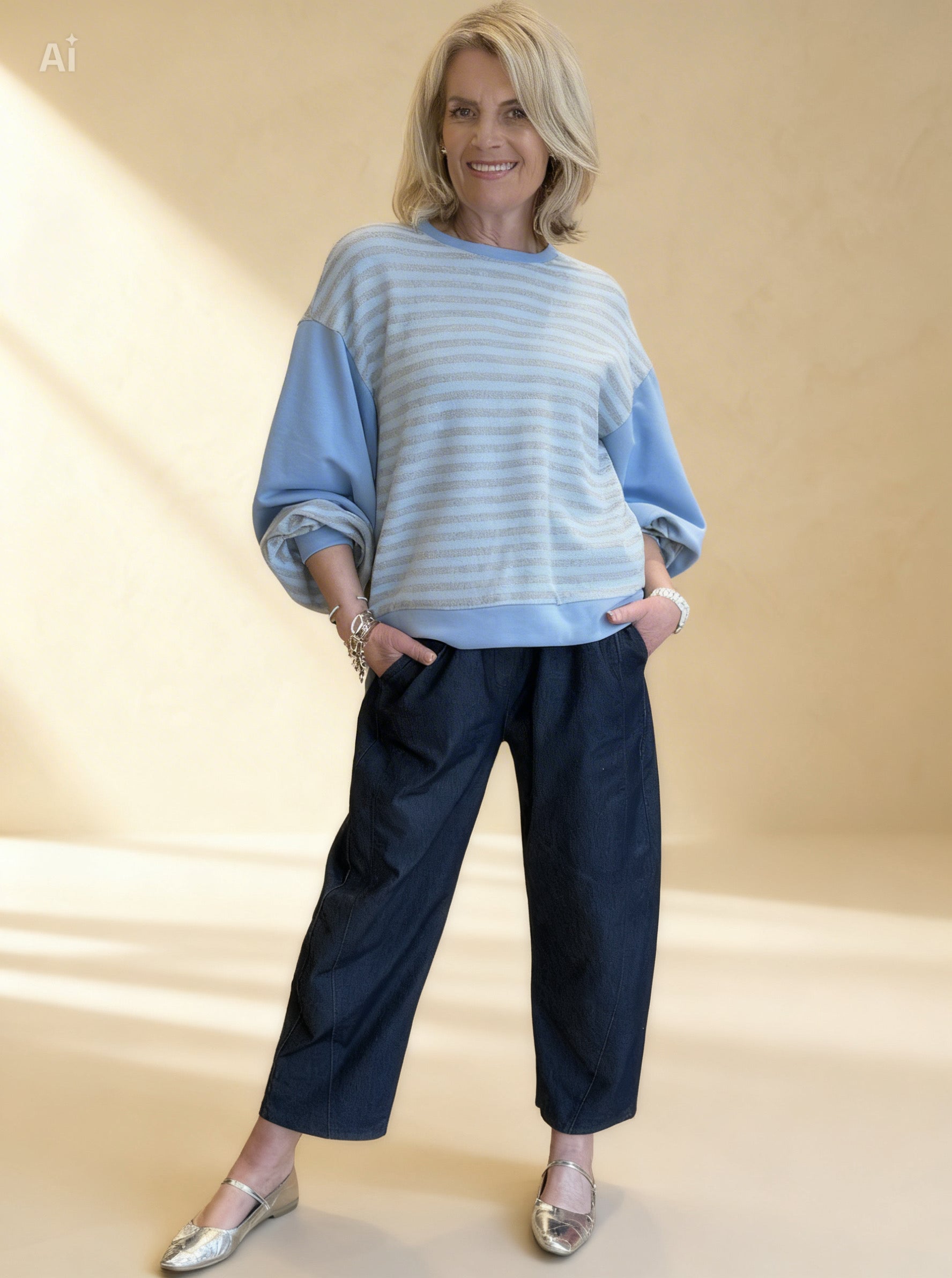 Coast Line - Balloon Sleeve Sweat Shirt