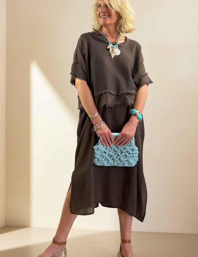 2 Piece Linen and Mesh Dress