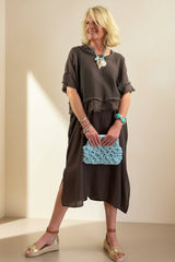 2 Piece Linen and Mesh Dress