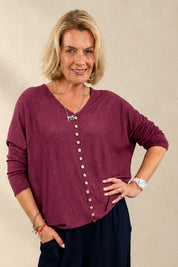 Batwing Button Light Knit