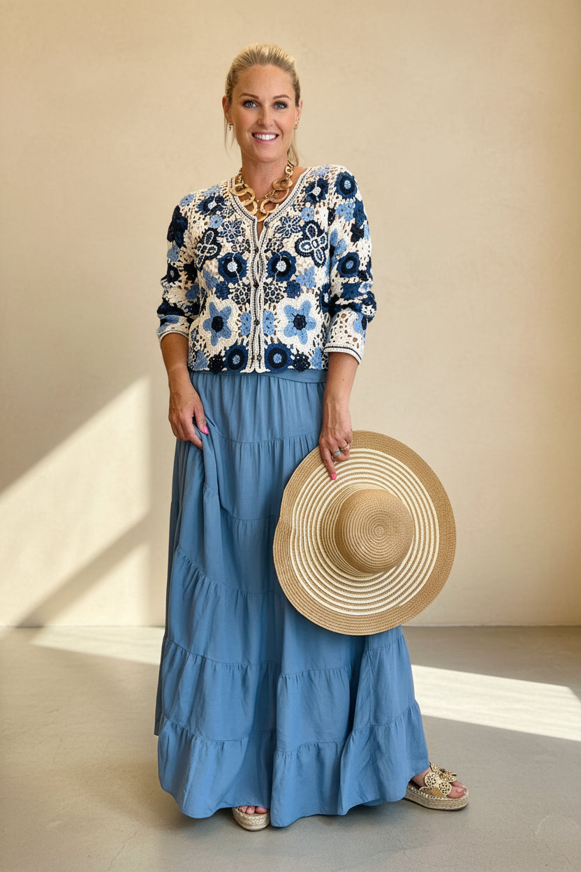 Tiered Cotton Maxi Skirt