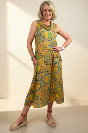 Painted Fishes Linen Dress