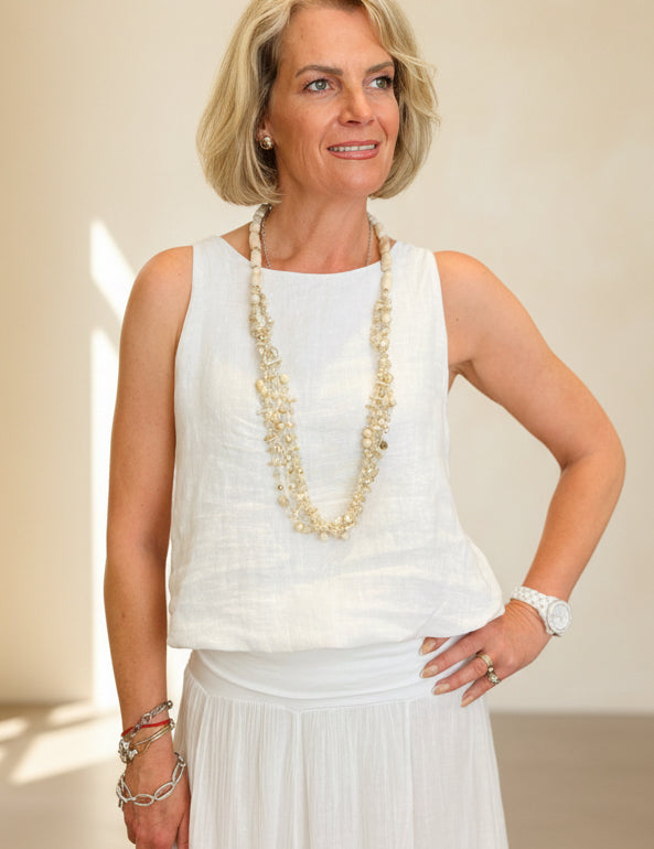 Linen Bubble Hem Top