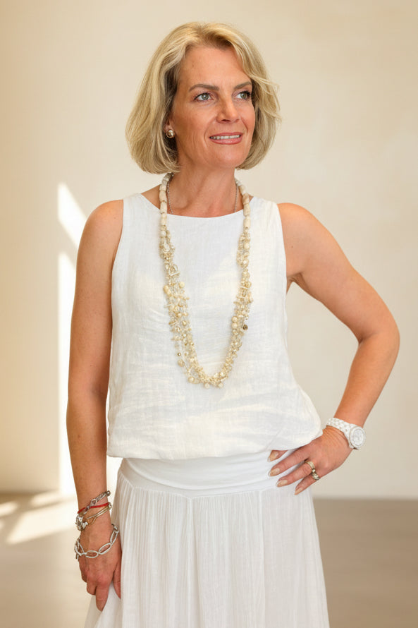 Linen Bubble Hem Top