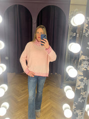Contrast 'Hand Knit" jumper - Straight Hem
