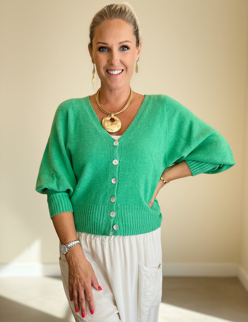 Balloon Sleeve Italian Knit Cardi