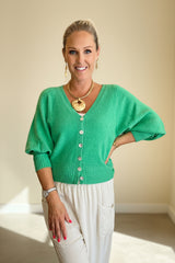 Balloon Sleeve Italian Knit Cardi