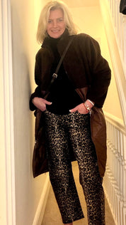 Barrel Leg Animal Print Jeans