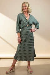 Dotty Bias Linen Skirt