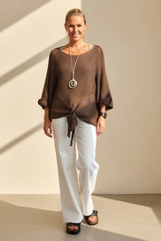 Loose Cotton Weave Tie Jumper