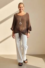 Loose Cotton Weave Tie Jumper