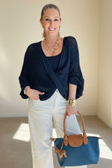 Textured Stitch Cross Over Batwing