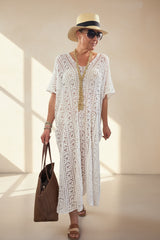 Sun Kissed Light Crochet Kaftan