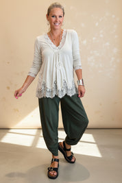 Long Sleeve Lace edge Top