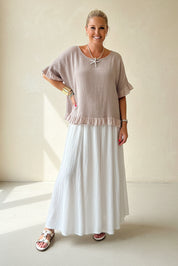 Woven Linen Frill Top