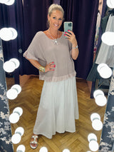 Woven Linen Frill Top