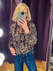 Leopard Print  Funnell Neck Bomber
