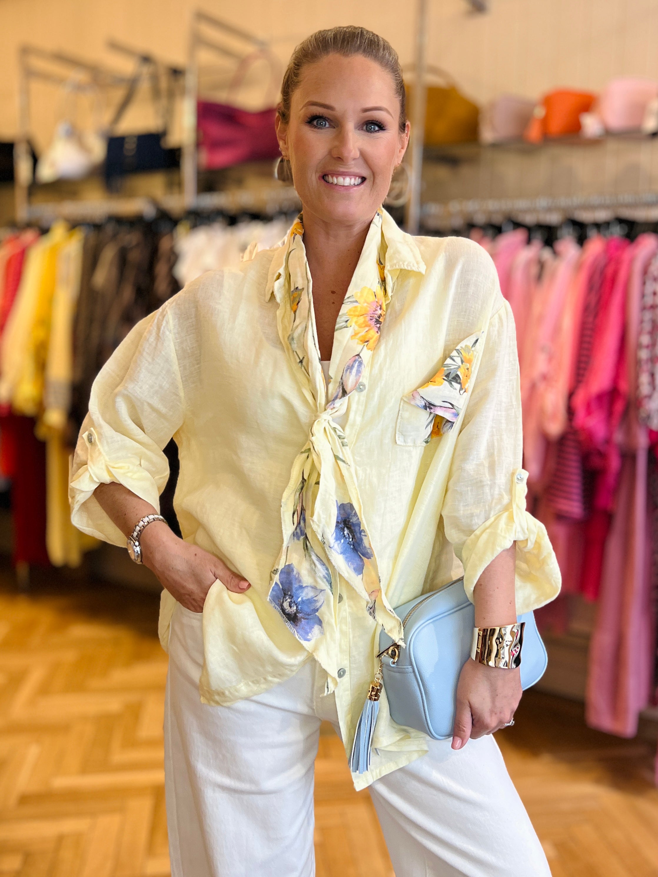 Linen Relaxed Fit Shirt and Scarf Set