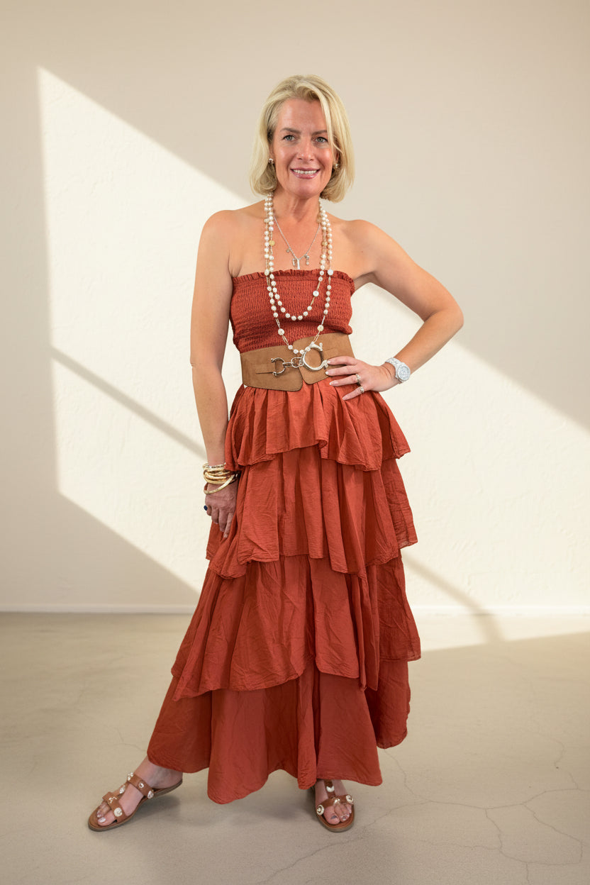 Dune Strapless Tiered Maxi Dress