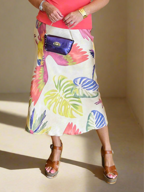 Satin Bias Cut Skirt - Various Prints