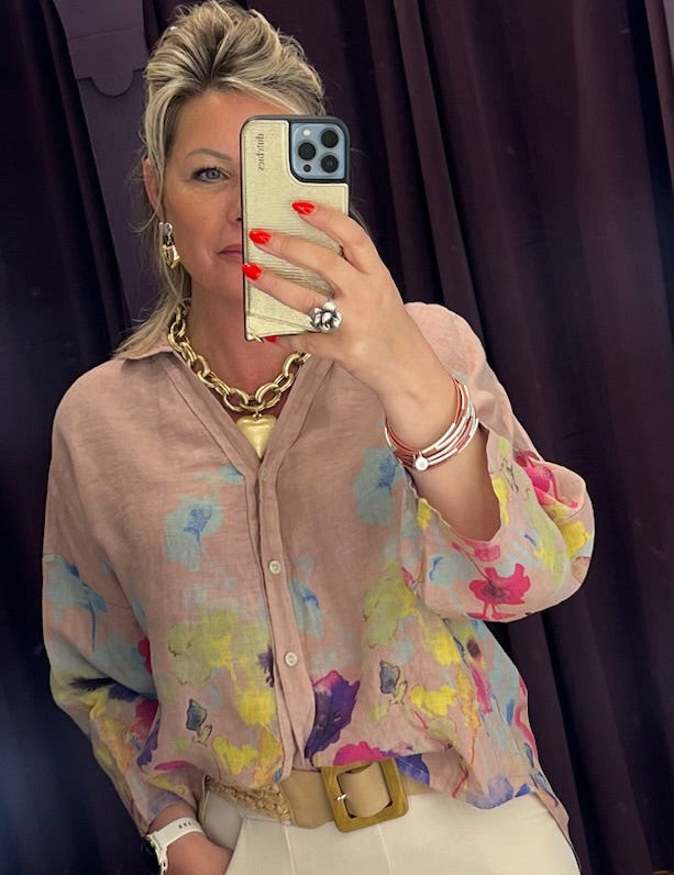 Claudia Painted Linen Shirt