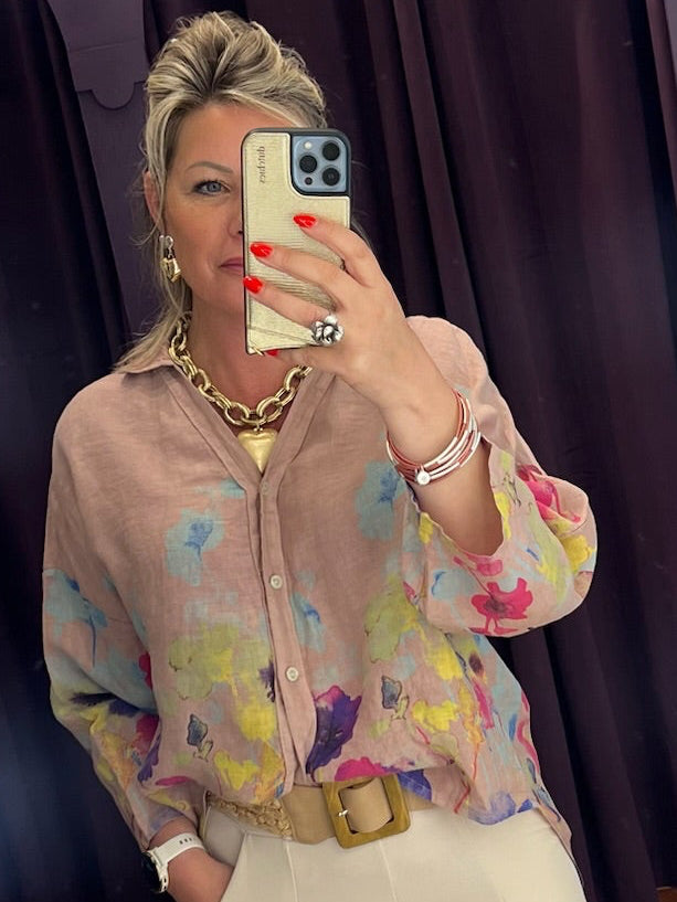 Claudia Painted Linen Shirt