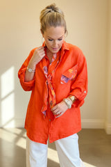Linen Relaxed Fit Shirt and Scarf Set