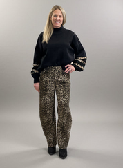Barrel Leg Animal Print Jeans