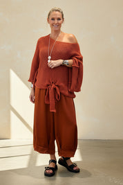 Loose Cotton Weave Tie Jumper