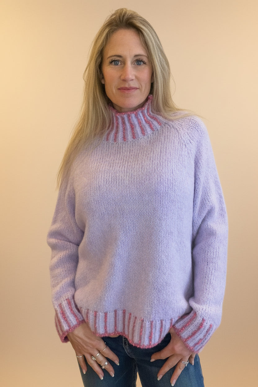 Contrast 'Hand Knit" jumper - Straight Hem
