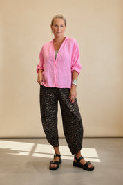 Leopard Print Barrel Leg Sweat-Pants