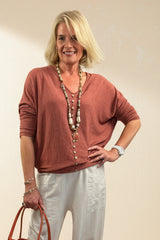 Batwing Button Light Knit