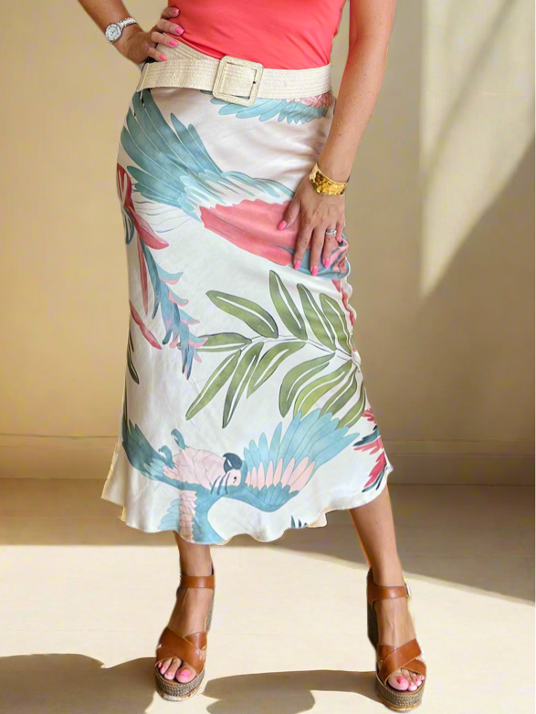 Satin Bias Cut Skirt - Various Prints