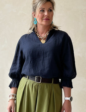 Frill Collar and Cuff Linen Shirt