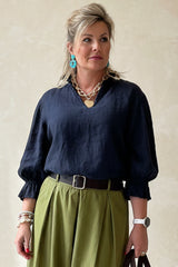 Frill Collar and Cuff Linen Shirt